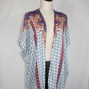 ANGIE Boho Open Front Shawl  Size Small Short Sleeve Kimono Wrap Beach Coverup